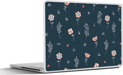 Produktbild von MuchoWow® Laptop Aufkleber Sticker Cover Blume - Insekten - Muster 25x18 cm - Laptop-Deko