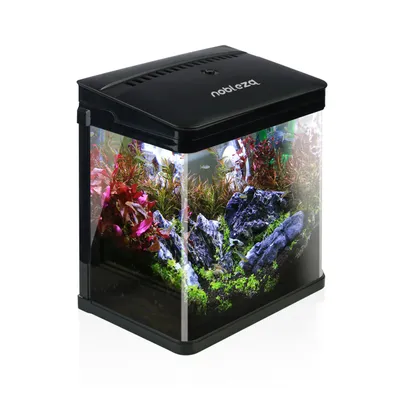 Produktbild von Nobleza - Nano-Fischtank-Aquarium mit LED-Leuchten & Filtersystem, tropischeAquarien, 7 Liter, Schwarz