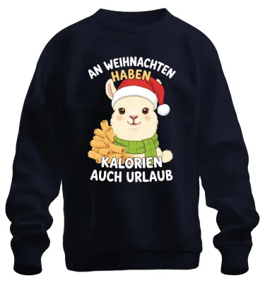 Produktbild von An Weihnachten haben Kalorien Urlaub Alpaka lustig Geschenk Sweatshirt Pullover, Navy, M