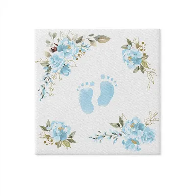 Obrázek produktu pro 50 ubrousků látkových Baby Feet světle modré Baby feet kolem květin světle modré 40x40cm
