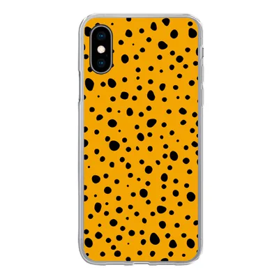 Produktbild von MuchoWow® Handyhülle Schutzhülle Hülle für iPhone X Polka dots - Orange - Schwarz Silikon Softcase Handy Hülle - Handyhülle