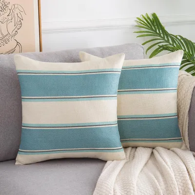 Produktbild von Kissenbezug Set von 2, 45 x 45 cm, Baumwoll-Leinen, Dekorative Kissenhüllen für Sofa