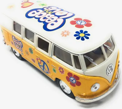Produktbild von Modellauto T1 Bus Peace and Love 1962 gelb / beige Rückziehmotor