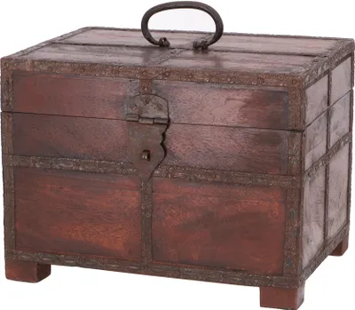 Produktbild von Kleine Schatztruhe, Holzschachtel, Schmuck Dose in 2 Größen - Modell 1, Braun, Größe: Klein (12*18*13 cm)