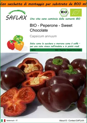 Immagine prodotto di SAFLAX Garden in the bag - BIO - Peperone - Sweet Chocolate - 10 semi - Capsicum