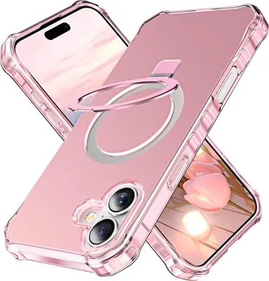 Produktbild von iPhone 16 Plus Hülle - Coverup ShockProof TPU Back Cover mit MagSafe Compatible Ring Kickstand - Roségold