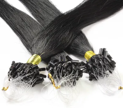 Immagine prodotto di hair2heart Microring Extended capelli umani lisci - 25 ciocche 0,5g 60cm 2/0 nero