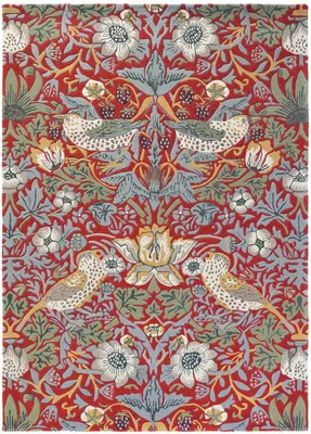 Produktbild von Handgefertigter Wohn- und Schlafzimmerteppich aus Wolle mit STRAWBER-Blumenmuster