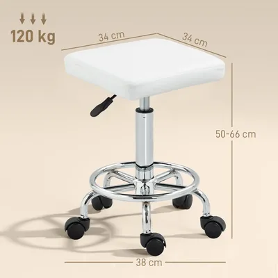 Image de Pouf, repose-pieds - Pouf pour salon - Structure en bois - Assise rembourrée - Meuble de salon - Blanc