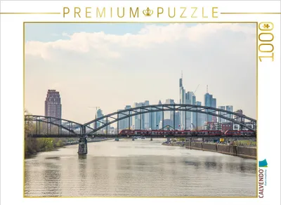 Produktbild von CALVENDO Puzzle Die Deutschherrnbrücke vor der Frankfurter Skyline | 1000 Teile Lege-Größe 64 × 48 cm Foto-Puzzle für glückliche Stunden