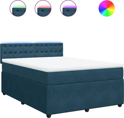 Produktbild von vidaXL Boxspringbett mit Matratze Blau 140x200 cm Samt