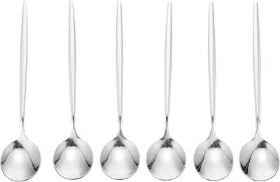 Produktbild von 6 polierte Mehrzweck-Suppenlöffel aus Edelstahl, Servierbesteck für die westliche Küche, für Zuhause/Hotel/Restaurant