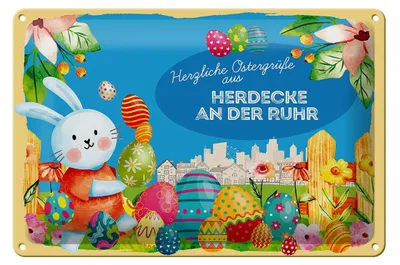 Produktbild von Blechschild Ostern Ostergrüße 30x20cm HERDECKE AN DER RUHR