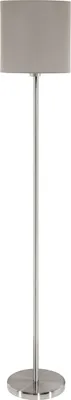 Produktbild von EGLO Stehlampe Pasteri, 1 flammige Textil Stehleuchte, Standleuchte aus Stahl und Stoff, Farbe: Nickel matt, taupe, Fassung: E27, inkl. Fußschalter
