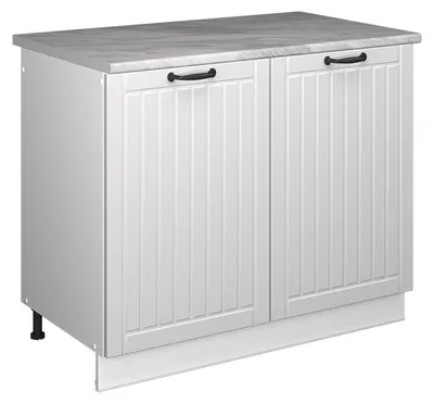 Image de Meuble bas sous-évier Vicco Fame-Line Blanc campagne/Blanc 100cm, PT Marbre, Model 61925