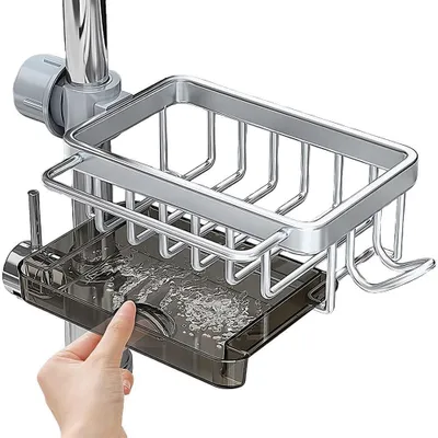 Teleskop-Spülenorganizer mit Abtropfschale, 32-45 cm, silber