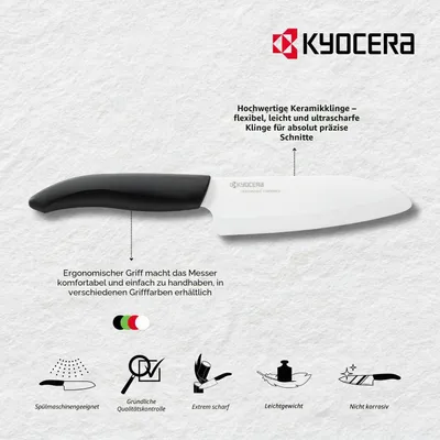 Produktbild von Kyocera GEN GREEN Keramik Universalmesser | Klinge 13 cm | ergonomisch geformter