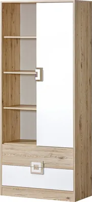 Produktbild von Furniture24 Regal - Schrank Nico 04, Standregal, Bücheregal Mit 2 Schubkasten Und 1 Tür Hell Eiche/Weiß/Hell Eiche