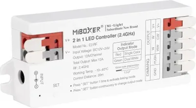 Produktbild von MiBoxer E2-RF 2-in-1 LED-Controller (2.4 GHz) – Einfarbig  und  CCT, 12–24 V, 12 A, Push Dimming