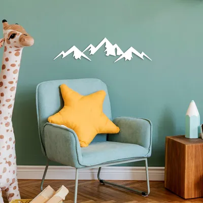 Immagine prodotto di Wallity, Mountain - 8, Accessorio decorativo da parete in metallo, 100% METALLO, Bianco, 54 x 14 cm