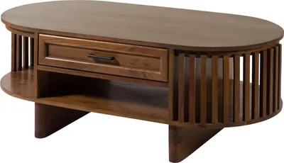 Image de MASSIVMOEBEL24 | Table basse 120x60x45 en bois d'Acacia 120x60x45 naturel laqué MADRID #95