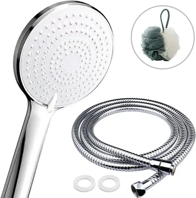 Produktbild von Großer und leistungsstarker Duschkopf mit 1,5 m Schlauch, universeller Handbrausekopf, wassersparende Hochdruckdusche, Premium-Duschset