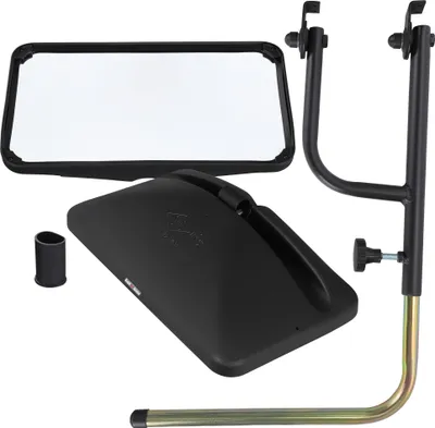 Immagine prodotto di KOTARBAU® Specchio per trattore universale 30,5 x 17 cm Supporto per specchio telescopico in PVC per specchietto retrovisore 48-71 x 33 cm Specchio per trattore autocarro Specchio di retromarcia con supporto Specchio agricolo braccio specchio
