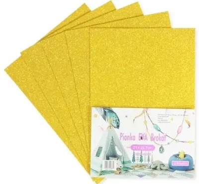 Produktbild von Goldfarbener Glitzerschaumstoff, 21 x 29,7 cm, 5 Stück – Penword