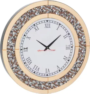 Image de Horloge murale Fioren - Horloge miroir ronde élégante - Or - 60 cm - Sans éclairage - Pour le salon
