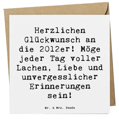 Produktbild von Mr. & Mrs. Panda Grußkarte Spruch 2012 Geburtstag Glückwünsche - Weiß - Geschenk, Geburtsjahr, Klappkarte, Happy Birthday, faltkarte, unvergessliche Erinnerungen, Jahr