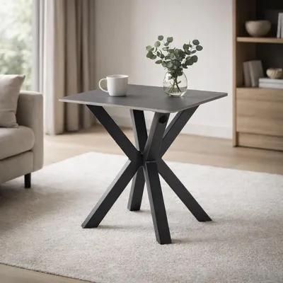 Image de Couchtisch >Janin< in grau, schwarz, Keramik, Metall - 55x55x55cm (BxHxT)