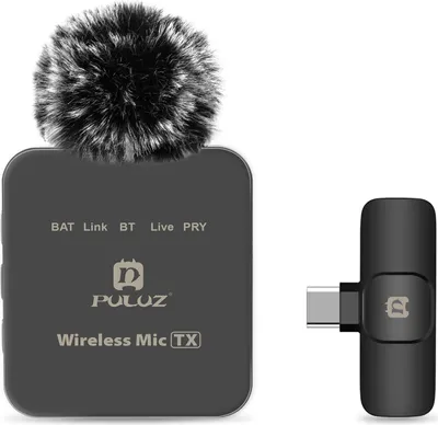Produktbild von PULUZ PU646B 2,4 G kabelloses Mini-Mikrofon-Set, Lavalier-Mikrofon, kompatibel mit Typ-C/3,5 mm TRS-Schnittstellengeräten, geeignet für Vlog-Videoaufn