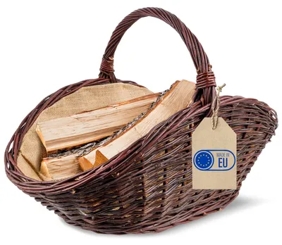 Productafbeelding van Creative Home Grote houten draagmand Rotan haardhoutmand, 64 x 39 x 43 cm