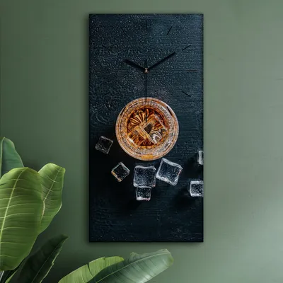 Produktbild von Wohnzimmer Leinwand Uhr Geräuschlos Küche 30x60 Whisky, Glas, Textur, Motive, schwarze Zeiger
