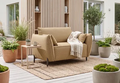 Image de Fauteuil de jardin pour terrasse et jardin, tissu Sunlight, couleur Toffee, SUNMEE