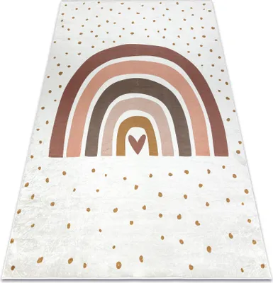 Produktbild von BAMBINO 46960 Waschteppich Regenbogen, Punkte für Kinder Anti-Rutsch - weiß / braun  Weiß 200x290 cm