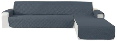 Ecksofa-Bezug, wasserdicht, 2-Sitzer, L-Form, graublau