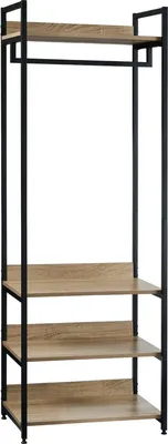 Produktbild von Happyment Stehende Kleiderschrank Hubert – Mit Schuhregal – Vintage Design – XL Kleiderständer – Kleiderschranknhaken – Holz & Metall – 3 Ablagen