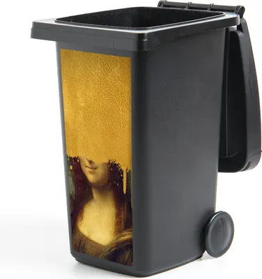 Produktbild von MuchoWow® Mülltonnenaufkleber Mona Lisa - Da Vinci - Gold 44x98 cm - Containeraufkleber - Aufkleber - Mülltonnen-Aufkleber