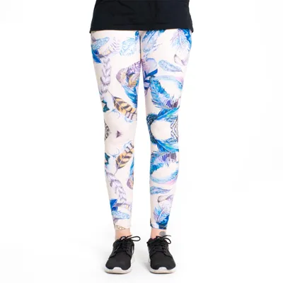 Produktbild von cosey - bedruckte bunte Leggins (Einheitsgröße) - Design Federn