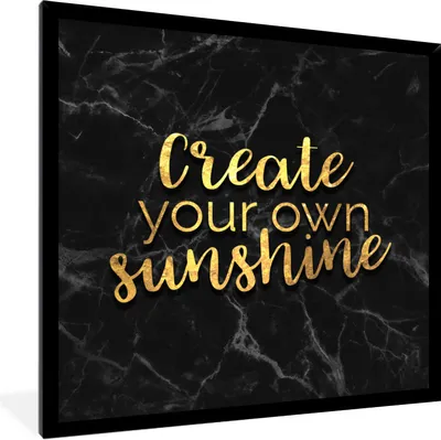 Produktbild von MuchoWow® Gerahmtes Poster Zitate - Sonne - Gold - Marmor 40x40 cm - Poster mit Schwarzem Bilderrahmen Wandposter Rahmen Foto Bilder - Mit Rahmen - Wanddekoration Schlafzimmer