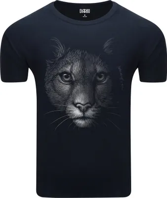 Produktbild von Diarbo Herren T-Shirt mit Aufdruck Wildtierporträts Pantherkopf Dunkelblau Gr.L