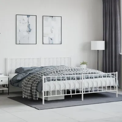 Produktbild von Möbel Bettgestell mit Kopf- und Fußteil Metall Weiß 193x203 cm - Klassische Betten &11291