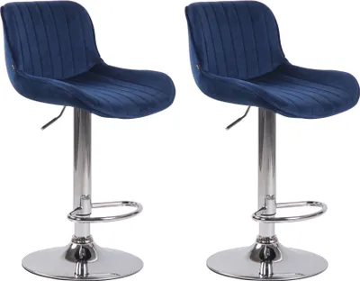 Produktbild von 2er Set Barhocker HLO-CP68 Samt chrom  blau