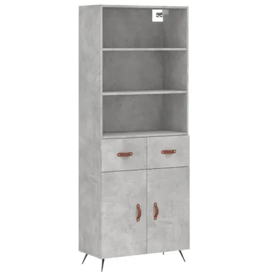 Obrázok produktu pre vidaXL Highboard concrete grey 69,5x34x180 cm odvodený drevený výrobok