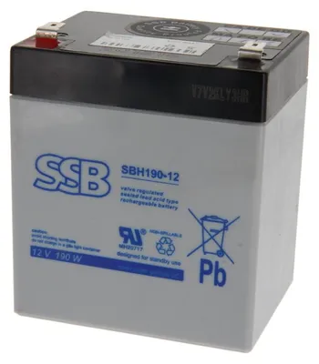Obrázek produktu pro SSB olověná baterie SBH190-12 pro aplikace s vysokým proudem, 12,0 V, 5,0 Ah