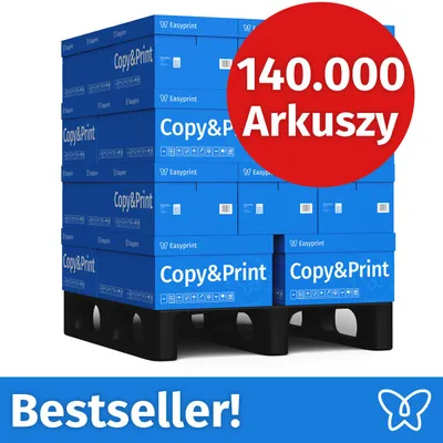 Zdjęcie produktu dla NOWOŚĆ: Easyprint Papier do drukarek i kopiarek, 140000 arkuszy, 28 x 5000, A4, Premium, ekstra biały, CIE 160, Zwycięzca testów, Certyfikat PEFC