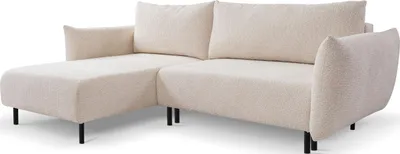 Produktbild von Modernes Ecksofa mit Schwarze Metallbeine - Schlafsofa mit Bettkasten - 3-Sitzer Sofa - Couch mit Schlaffunktion Bettfunktion L-Form mit Ottomane - Relaxfunktion - Links - Beige