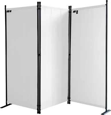 Immagine prodotto di Paravento a 3 ante 170 x 165 cm bianco - Giardino e balcone Paravento divisorio interno ed esterno - Divisorio pieghevole Opaco e resistente alle intemperie