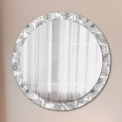 Produktbild von Spiegel - Mirror zum Wandspiegel Schlafzimmer – Schminkspiegel- Floral Muster- Ø90cm
